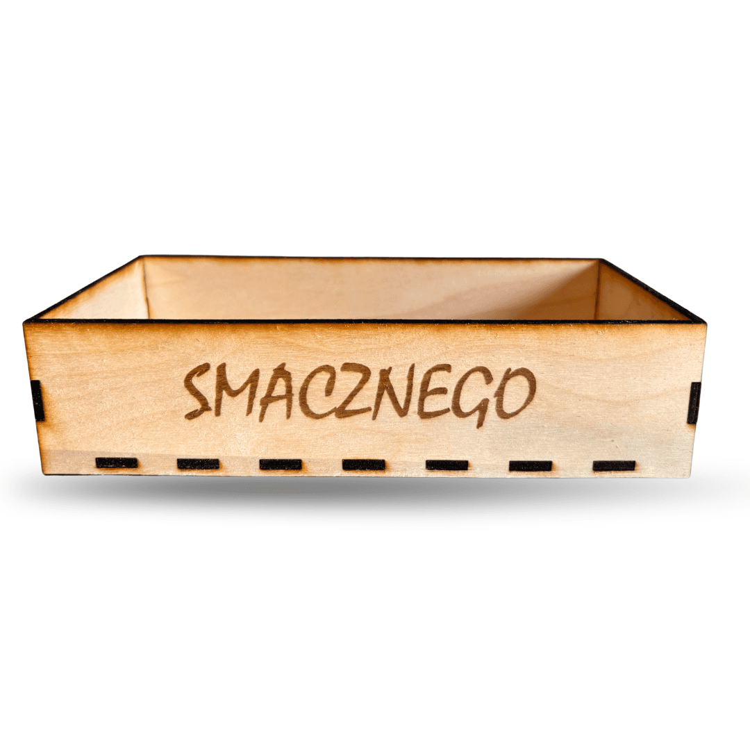 Wycinane laserowo i grawerowane pudełko na sztućce | drewniane | 10x23x5 cm