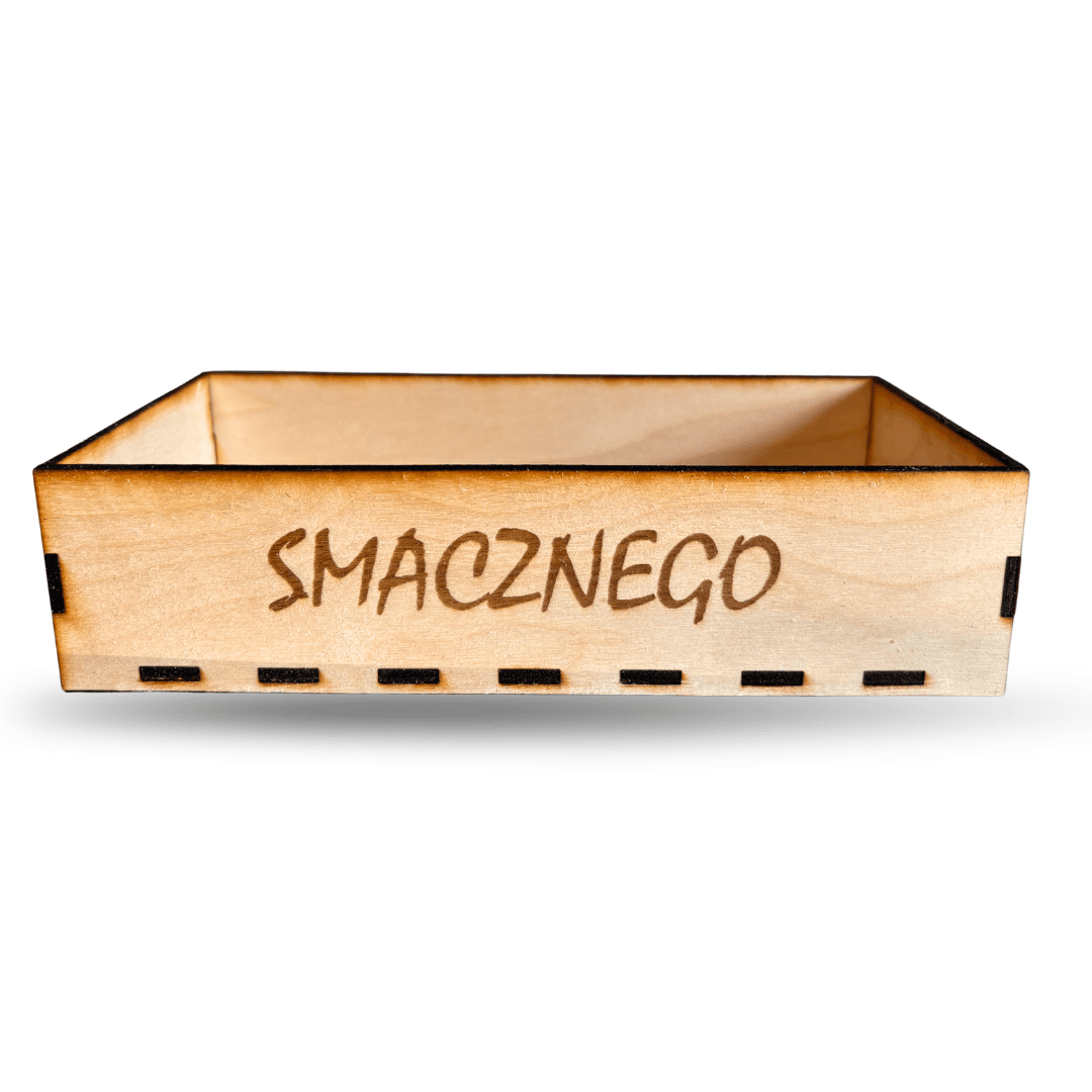 Wycinane laserowo i grawerowane pudełko na sztućce | drewniane | 10x23x5 cm